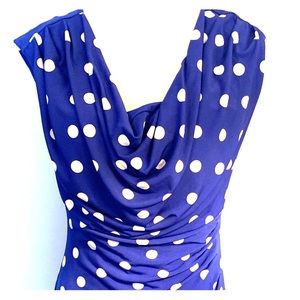 Ann Taylor blue polka dot dress XS .